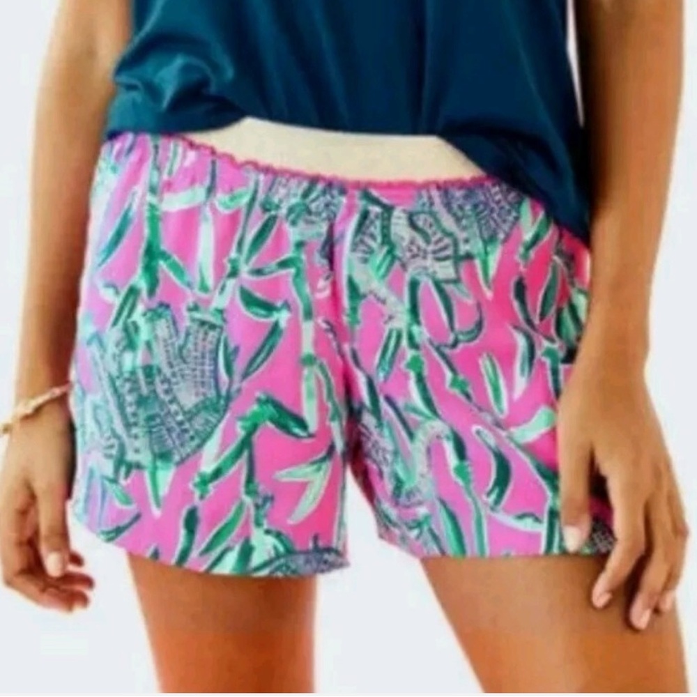 NWPT Lilly Pulitzer Rylan Shorts Elephant Mandevilla Pink Extra Lucky - Picture 2 of 12